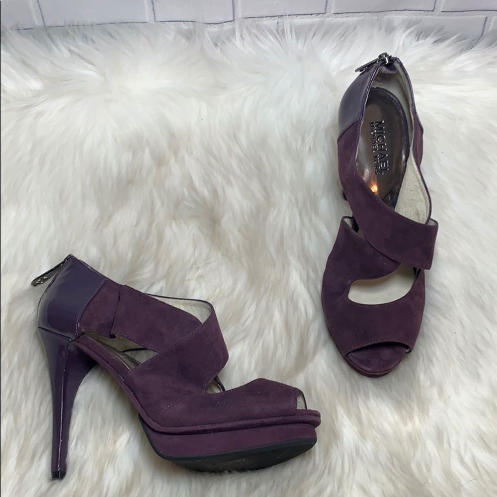 Michael Kors Burgundy Suede Platform Heels Sz 7